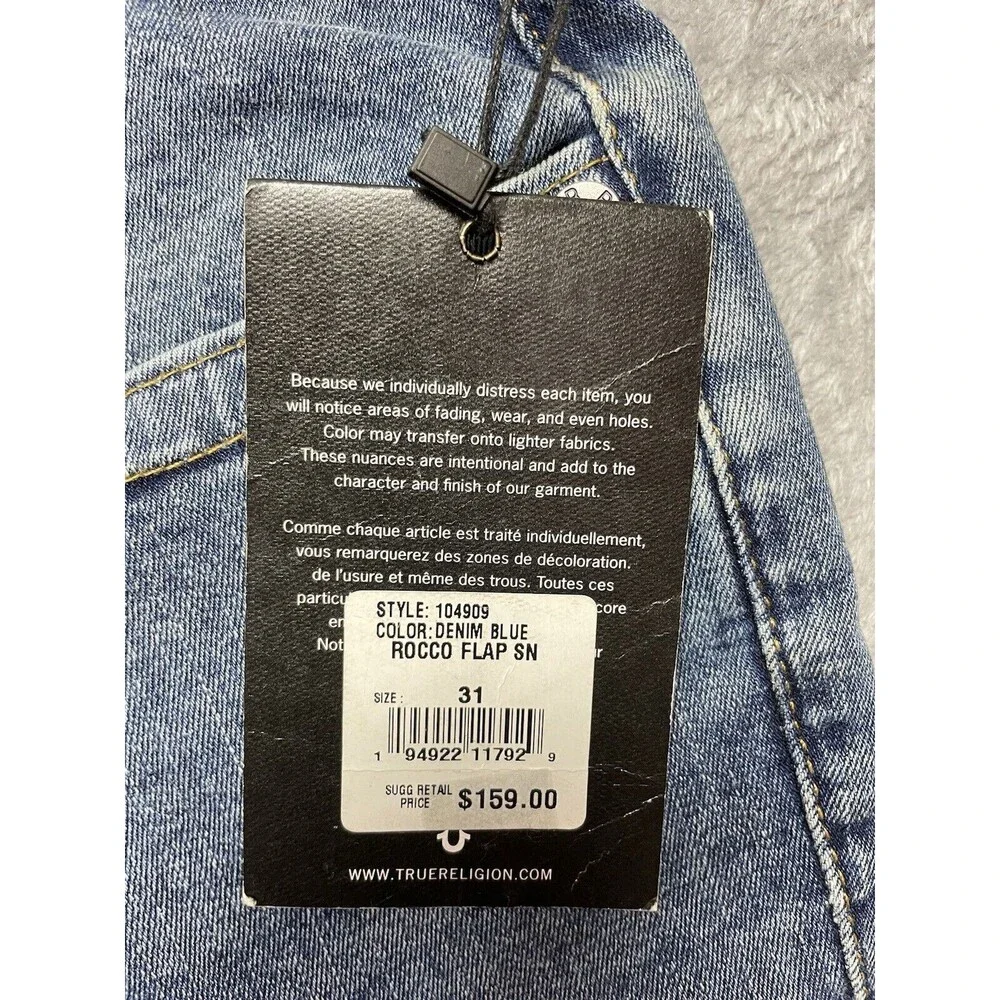 True Religion Rocco Relaxed skinny Flap SN Men's Jeans Size 31x34
